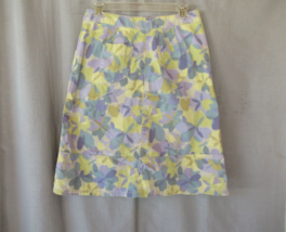 J. Jill skirt A-line knee length 4P yellow purple floral watercolor 100% cotton - £14.05 GBP