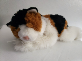 Toys R Us Animal Alley Calico Cat Plush Stuffed White Orange Black 15&quot; Shaggy - £35.02 GBP
