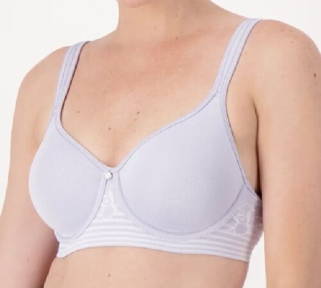 Primary image for Breezies Floral Stripe Seamless Wirefree T-Shirt Bra - WISTERIA, 34DD