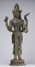 Ancien Indonésien Style Bronze Javanais Debout 4-Arm Shiva Statue - 82cm/33 &quot; - £2,416.57 GBP