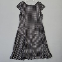 Christopher Banks Women Dress Size 10 Black Stretch Preppy Polka Dot Cap Sleeves - £9.67 GBP