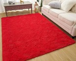 Amearea Premium Soft Fluffy Rug Contemporary Shag Carpet, High, Red 4X5.... - $40.92