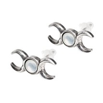 Alchemy Gothic E401 - Triple Goddess Studs Earrings Mother Of Pearl Moon... - $26.95