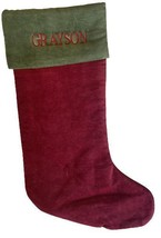 Pottery Barn Kids - Classic Velvet Stocking Red/Green - Monogramed GRAYSON - £19.51 GBP