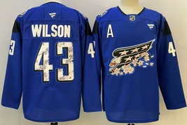 Tom Wilson #43 Hockey Jersey Blue Capitals 50th Anniversary Cherry Blossom - $1,642.61 MXN