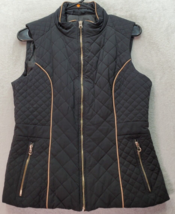 New York &amp; Company Quilted Vest Women&#39;s Small Black Sleeveless Lined Full Zipper - $23.09