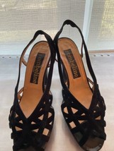 Pre-owned OMBELINE Paris Black Suede Sandal SZ 6 Made in Italy - $98.01