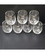 7 Roly Poly Glasses Silver Rim Vintage 16 Oz Stemless Wine Cocktail Clea... - £16.51 GBP