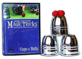 Magic Cups And Balls plastic chrome 2.8 inch FREE DVD Close Up Trick WAT... - £12.73 GBP