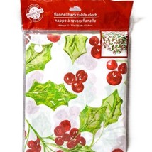 Christmas House Flannel Back Tablecloth Oblong 52&quot; X 70&quot; Red &amp; Green Hol... - $153.35 MXN