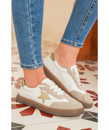 Gold Shimmer Star Patchwork Colorblock Lace-up Sneaker - $775.76 MXN