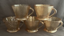Jeanette Glass Louisa Floragold Carnival Punch Tea Cups 1950’s Set of 5 - $20.00