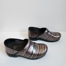 Dansko XP Metallic Multi Color Striped Patent Professional Clog Size 38 7.5/8 - £14.92 GBP