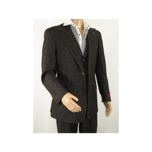 Men Denim Suit Royal Diamond 3 Piece vested Wide Leg Pleated Pants Den2 black image 6