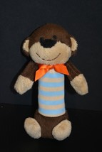 Carter&#39;s Plush Monkey Stick Hand Crinkle Teether Baby Infant Soft Toy Striped  - £13.00 GBP