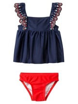 Cat &amp; Jack™ ~ Girl&#39;s Size 18 Months ~ Navy ~ Red ~ White ~ Two Piece Swi... - $14.96