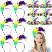 12 Pieces Mardi Gras Sequin Feather Headband 1920s Headpiece for Women F... - £30.86 GBP