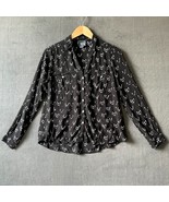 Maeve Anthropologie Clever Cat Print Long Sleeve Top Black Rayon-Women&#39;s... - $632.11 MXN
