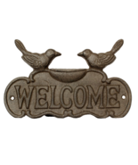 Cast Iron WELCOME Sign Wall Plaque Birds 8.5 X 6 Inches - £17.64 GBP