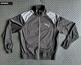 Puma Medium Men Black Grey Stripe Full Zip Long Sleeve Track Jacket Polyester M - £23.65 GBP