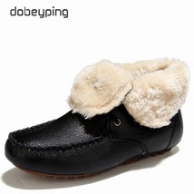 dobeyping 2021 New Winter Snow Boots Keep Warm Plush Shoes Woman Genuine Cow Lea - £38.86 GBP