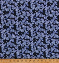 Cotton Butterflies Insects Bugs Butterfly Blue Fabric Print by the Yard D582.65 - £7.78 GBP