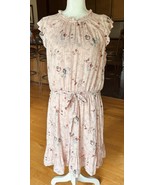 Ann Taylor Loft LBD Black Pleated Sheer Lace Dress 12P Gray Satin Liner - $65.12 CAD