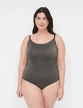 Lane Bryant CACIQUE Stretch Glitter Knit Bodysuit SPARKLE BLACK Plus 22/... - £37.12 GBP