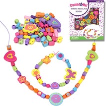 Wooden Beads Set Jewelry Making Kit Arts Craft Girl Diy Bracelet Educati... - $27.95