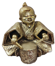 Baby Buddha Playing Drum Metal Brass Like 6664 Figure Figurine 6.75&quot; Tal... - £22.15 GBP