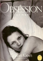 1996 Calvin Klein Obsession Perfume Kate Moss Vintage Print Ad 1990s - $5.55