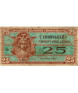 USA MPC 25 Cents 1952 Series of 521 Plate # 20, Korean War, allogorical ... - $189.87 MXN