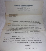 Vtg Letter From Rosedale Park Evangelical Lutheran Church 1946 - $2.72 CAD