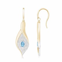 Natural Aquamarine Oval Drop Earrings in 14K &amp; Gold (Grade-AAAA , 4x3MM) - £581.90 GBP