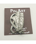Pewter En Pointe Ballet Shoes Brooch Signed Spooniques - $50.25 CAD