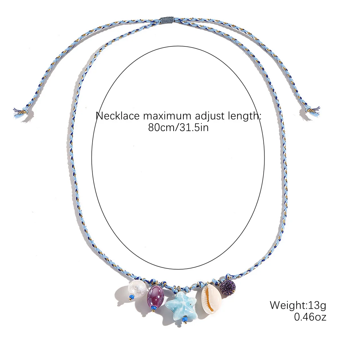 Summer Shell Starfish Necklace for Kids Girls Colorful Rope Braided Jewe... - $7.38