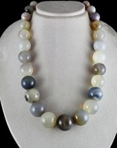 Big Natural Agate Beads Multi Round 1 Line 1562 Carats Gemstone Silver Necklace - £806.88 GBP