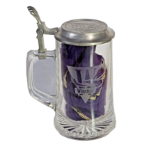 Vintage Glass Stein Etched Winston &amp; Pewter Embossed Lid Glass Beer Mug Barware - £11.65 GBP