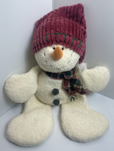 Vintage Russ Berrie CARROTS Plush 16&quot; Weighted shelf Sitter Christmas Snowman - £9.74 GBP