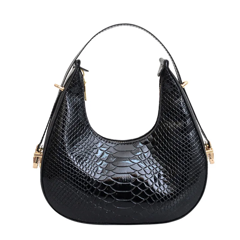 Crescent Shape Handbags Luxury Alligator Pattern Shoulder Bags Female Sm... - $21.66