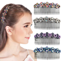Large 5&quot; Hair Comb Rhinestone Flowers Barrette Elegant Sparkling Accesso... - £10.18 GBP