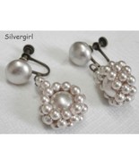 Vintage/Antique Screw Back Earrings Imitation Pearl, Black 1/2 Moon shaped - $13.66 CAD+