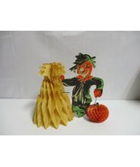 Vintage Beistle Halloween Die Cut Honeycomb Crepe Cardboard Scarecrow De... - $49.49