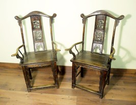 Antique Chinese High Back Arm Chairs (5802) (Pair), Circa 1800-1849 - £823.85 GBP