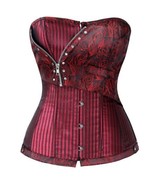 Steampunk Corset Red Jacquard Brocade Lace Up Costume Accessories Small - $34.65