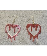 Acrylic Resin Handmade Hearts Teardrops Goth Red Earrings 2 Inch - $149.05 MXN