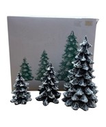 Dept 56 Village Evergreen Trees Cold Cast Porcelain Set Of 3 # 5205-1 EUC - $349.37 MXN