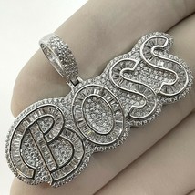 3CT Simulated Diamond Customize &quot;Boss&quot; Pendant 14k White Gold Plated Silver - £187.73 GBP