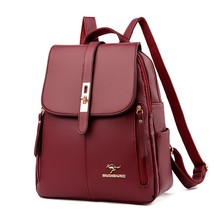 Women Leather Backpacks Fashion Shoulder Bag Red 26cm x 14cm x 32cm - £15.62 GBP