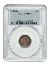 1907-D 10C Pcgs MS62 - £407.07 GBP